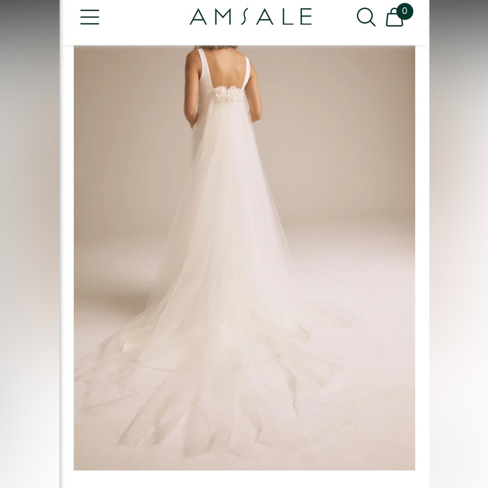Amsale Watteau Detachable Tulle Train